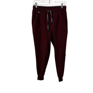 Figs Burgundy Mens Tansen Jogger Scrub Pants XS - Elastic Waist Adjustable Draws